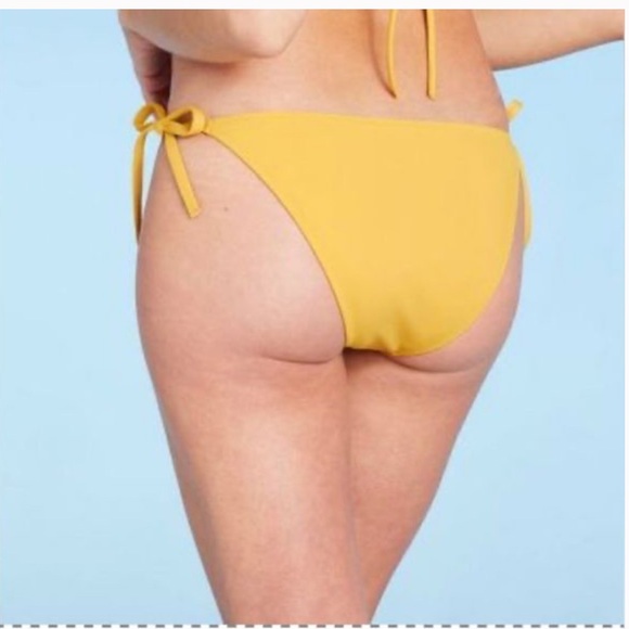 NWT Shade & Shore Small (4-6) Beach Yellow Side Tie Bikini Swim Bottom - Picture 3 of 7